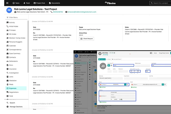 filevine cms screenshot